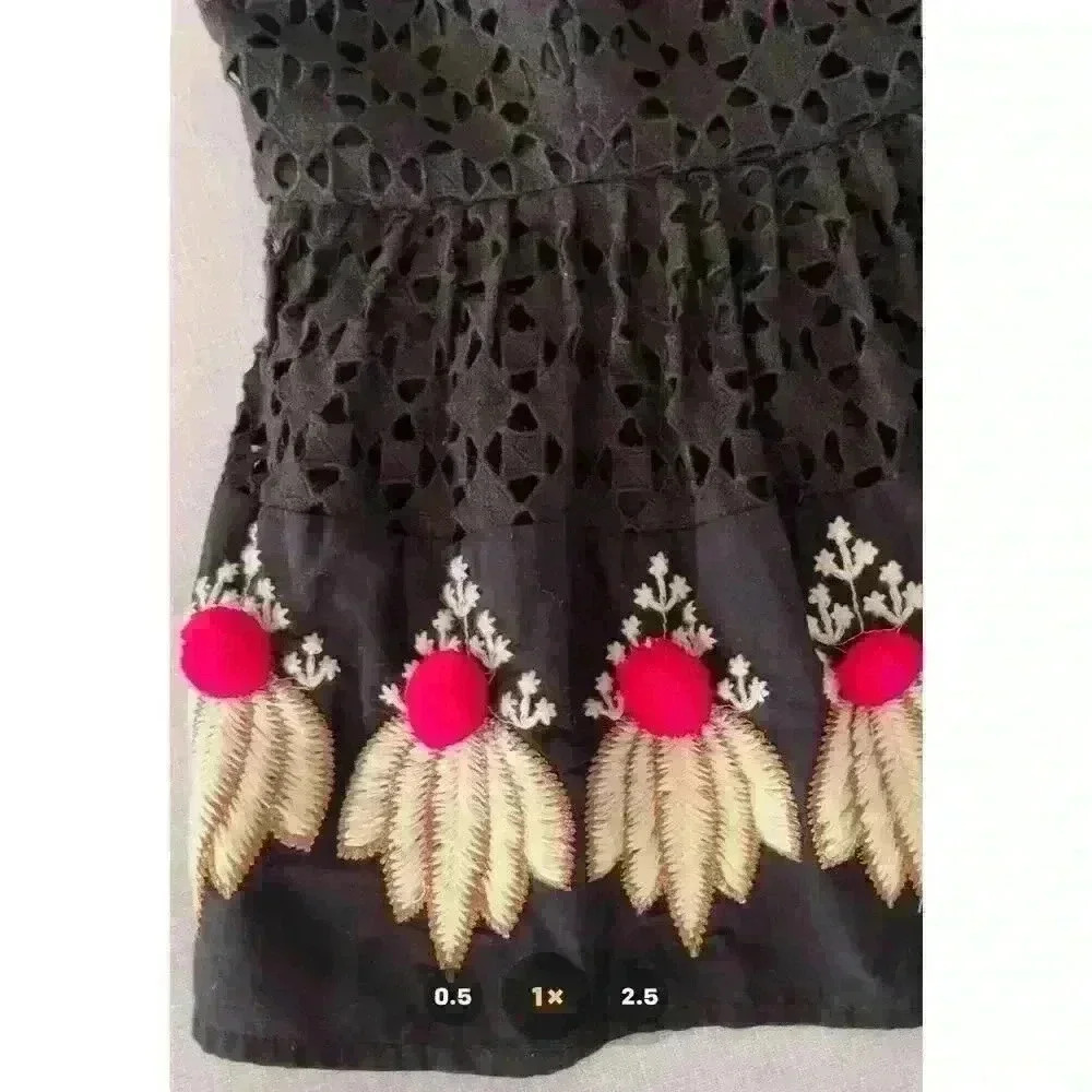 Anthropologie Sz 4 Catrina Cami Top Black Embroidered Boho Festival Western - Picture 5 of 11